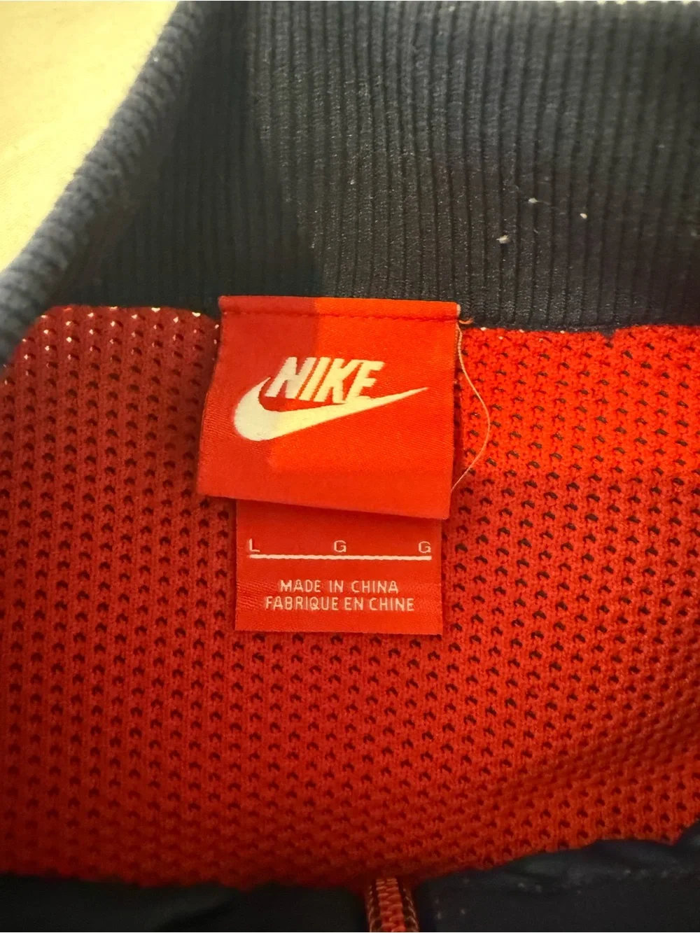 Nike Navy and Red Bomber-Style Full-Zip Jacket